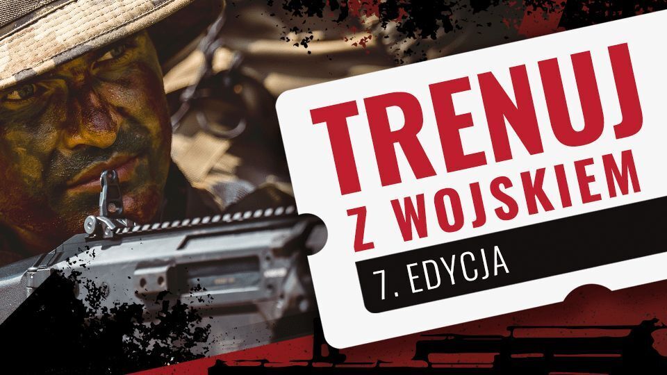 Grafika przedstawiająca żołnierza z karabinem.
Napis: TRENUJ Z WOJSKIEM – 7.EDYCJA