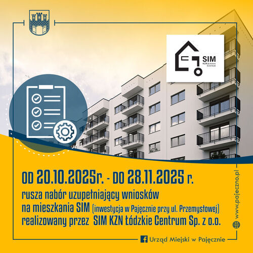 Nabór uzupełniający wniosków na mieszkania SIM realizowany przez SIM KZN Łódzkie Centrum Sp. z o.o. - inwestycja w Pajęcznie przy ul. Przemysłowej
