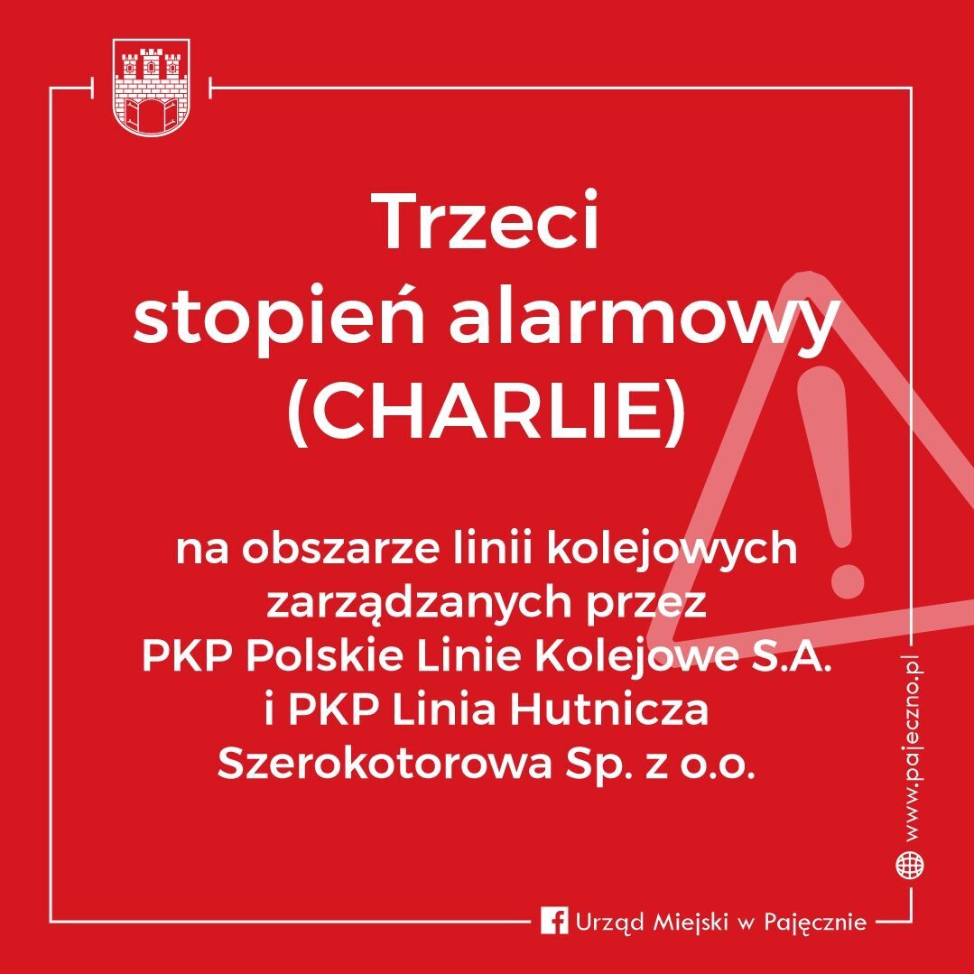 Trzeci stopień alarmowy "CHARLIE" na wybranych liniach kolejowych w kraju