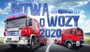 Baner dwa wozy strażackie z napisem bitwa o wozy 2020