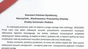 List Wójta Gminy Potok Górny z okazji rozpoczęcia roku szkolnego 2025/2026