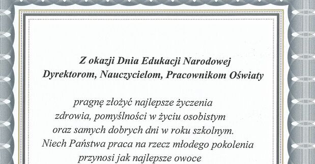 Życzenia Wójta Gminy Potok Górny z okazji Dnia Edukacji Narodowej