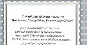 Życzenia Wójta Gminy Potok Górny z okazji Dnia Edukacji Narodowej