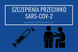 niebieskie tło i czarny napis szczepienia przeciwko sars-cov-2 