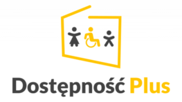 na zdjęciu widać uproszczony kontur granic Polski, w środku widnieją 3 postaci, z lewej kobieta, w środku osoba na wózku inwalidzkim a z prawej mężczyzna. pod spodem napis: Dostępność PLUS 