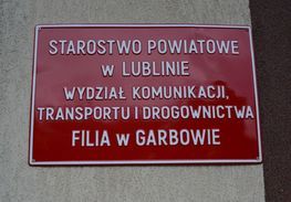 napis Starostwo Powiatowe w Lublinie Wydział Komunikacji, Transportu 