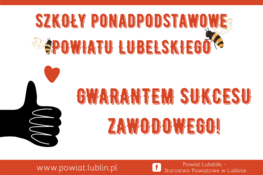 napis szkoły ponadpodstawowe Powiatu Lubelskiego gwarantem sukcesu zawodowego