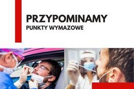 Zdjęcia wymazów i napis PRZYPOMINAMY PUNKTY WYMAZOWE