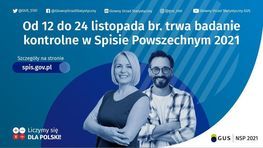 grafika i napis od 12 do 24 listopada br. trwa badanie kontrolne w Spisie Powszechnym 2021