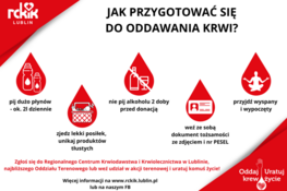 Graficzna informacja z opisem jak przygotować się do poboru krwi