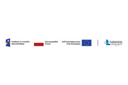 Baner z logotypami: Fundusze Europejskie dla Lubelskiego, flaga Polski, informacja o dofinansowaniu przez Unię Europejską, flaga UE oraz logo województwa lubelskiego z hasłem "Smakuj życie!".