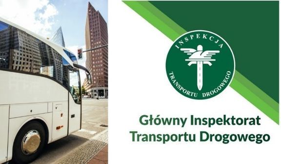 Zdjęcie autobus i logo Główny Inspektorat Transportu Drogowego