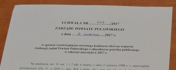 Rozstrzygnięcie otwartego konkursu ofert w zakresie turystyki