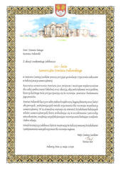 Jubileusz 20-lecia Samorządu Powiatu Puławskiego - list gratulacyjny od Wójta Gminy Jastków