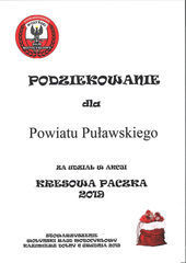 Podziękowanie dla Powiatu Puławskiego za udział w akcji "Kresowa Paczka" 2019