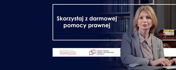 Grafika informująca o Nieodpłatnej Pomocy Prawnej.