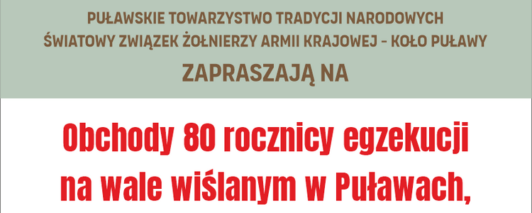 80. rocznica egzekucji na wale wiślanym w Puławach