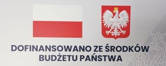 Tablica informacyjna dotycząca dofinansowania ze środków budżetu państwa zakupu samochodu służbowego dla Powiatowego Inspektoratu Nadzoru Budowlanego w Puławach.