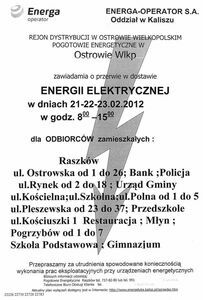 Przerwy w dostawie energii elektrycznej