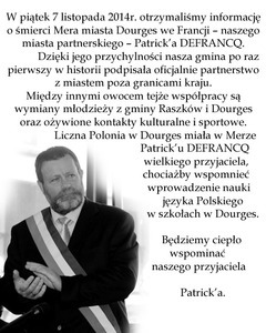 Zmarł Patrick DEFRANCQ - Mer Dourges