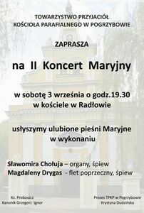 Zaproszenie na koncert do Radłowa