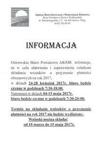 Informacja w sprawie składania wniosków do ARiMR