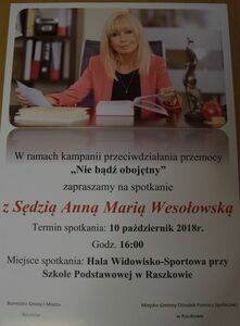 Zapraszamy na spotkanie z Sędzią Anną Marią Wesołowską