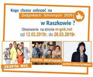 Głosowanie na gwiazdę Dożynek Gminnych w Raszkowie w 2020 r.