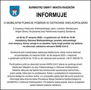 Mobilny punkt pobrań w Ostrowie Wielkopolskim