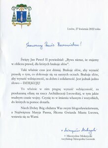 Podziękowanie z Ukrainy dla Raszkowa