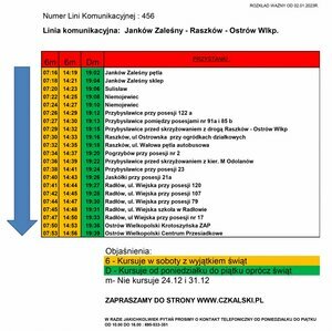 Zmiany w komunikacji na terenie Gminy i Miasta Raszków - rozkład jazdy