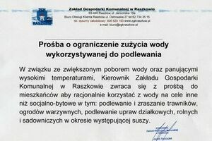 Prośba o ograniczenie zużycia wody wykorzystywanej do podlewania