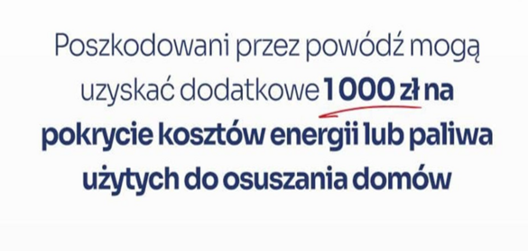 Zwiększenie zasiłku powodziowego o kwotę 1000 zł  