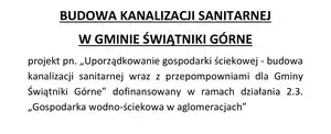 Oddanie do użytkowania sieci kanalizacji sanitarnej- etap I