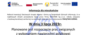 Budowa kanalizacji sanitarnej-rozpoczęcie prac związanych z wykonaniem nawierzchni asfaltowej na ul. Podgórskiej oraz ul. Wąskiej w Świątnikach Górnych