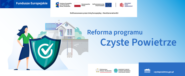 Rysunek z napisem: Reforma programu Czyste Powietrze