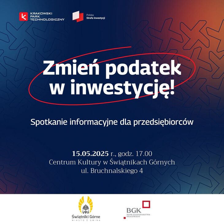 Plakat informujący o spotkaniu z przedsiębiorcami