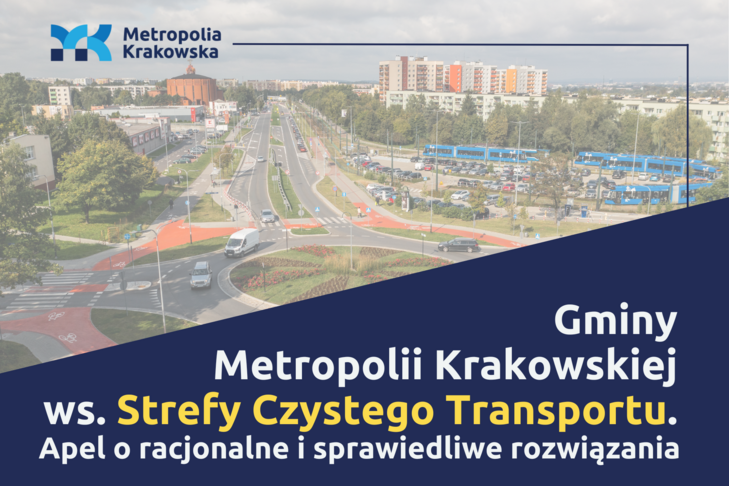 Plakat Metropoli Krakowskiej w sprawie Strefy Czystego Transportu