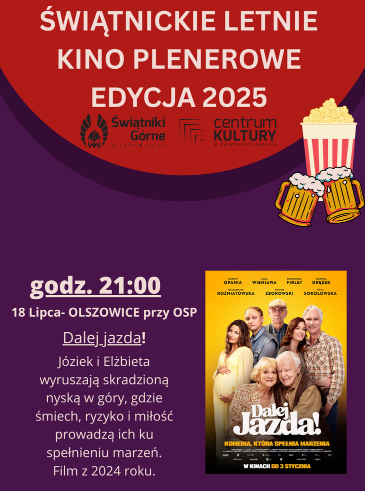 Plakat z informacjami o kinie plenerowym