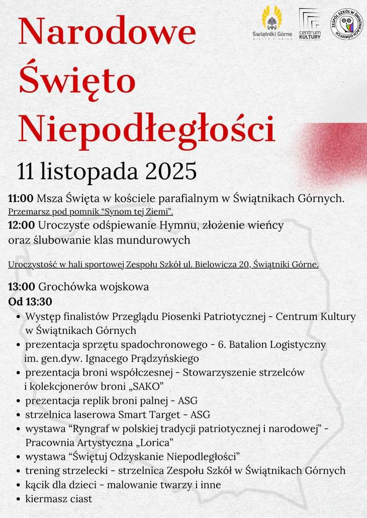 Plakat Obchodów Narodowego Święta Niepodległości 11.11.2025 godz 11:00
