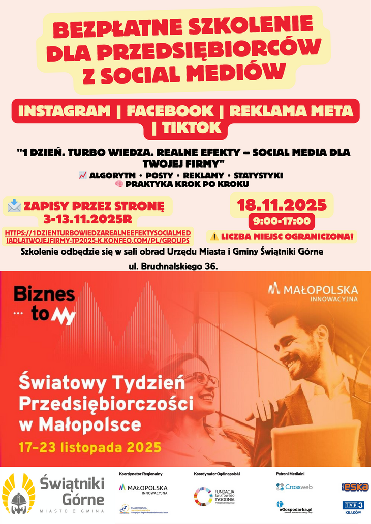 Plakat dot. wydarzenia dla przedsiębiorców