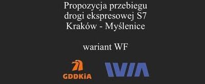 logo o treści: Propozycja przebiegu drogi ekspresowej S7 Kraków-Myślenice