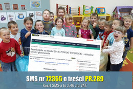 Zdjęcia dzieci i skrin z www. z napisem SMS nr 72355 o treści PR.289 Koszt SMS a to 2,46 zł z VAT.