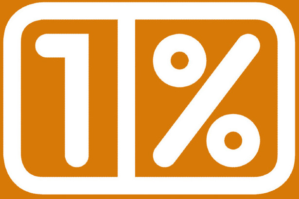 Grafika 1% na pomarańczowym tle