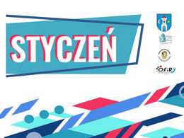 Grafika z napisem Styczeń i logotypami