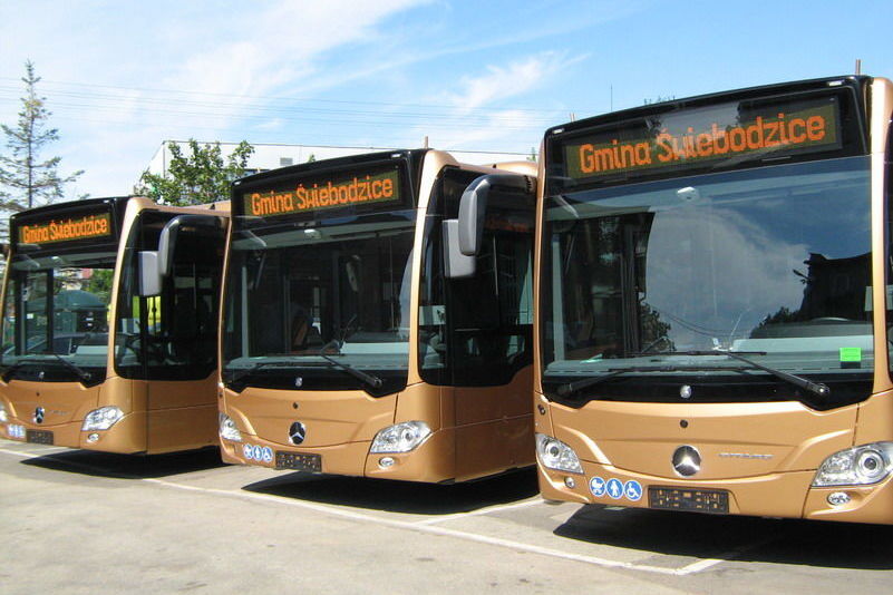 Trzy autobusy w rzędzie