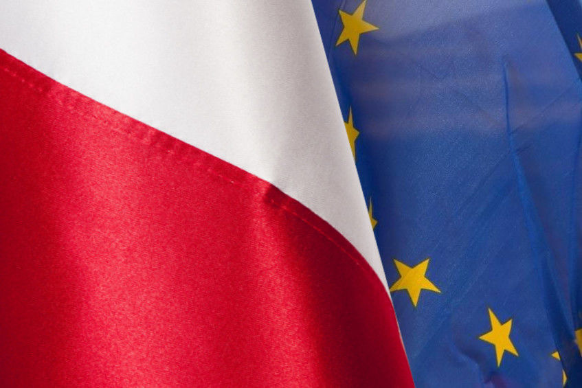 Grafika flaga Polska i flaga Uni Europejskiej