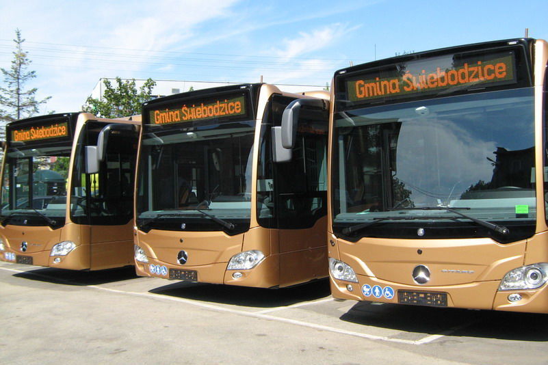 Na zdjęciu trzy autobusy w rzedzie