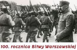 Stare zdjęcie zółnieży z napisem 	
100. rocznica Bitwy Warszawskiej