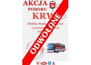 Plakat informacyjny - Akcja poboru Krwi - ODWOŁANE